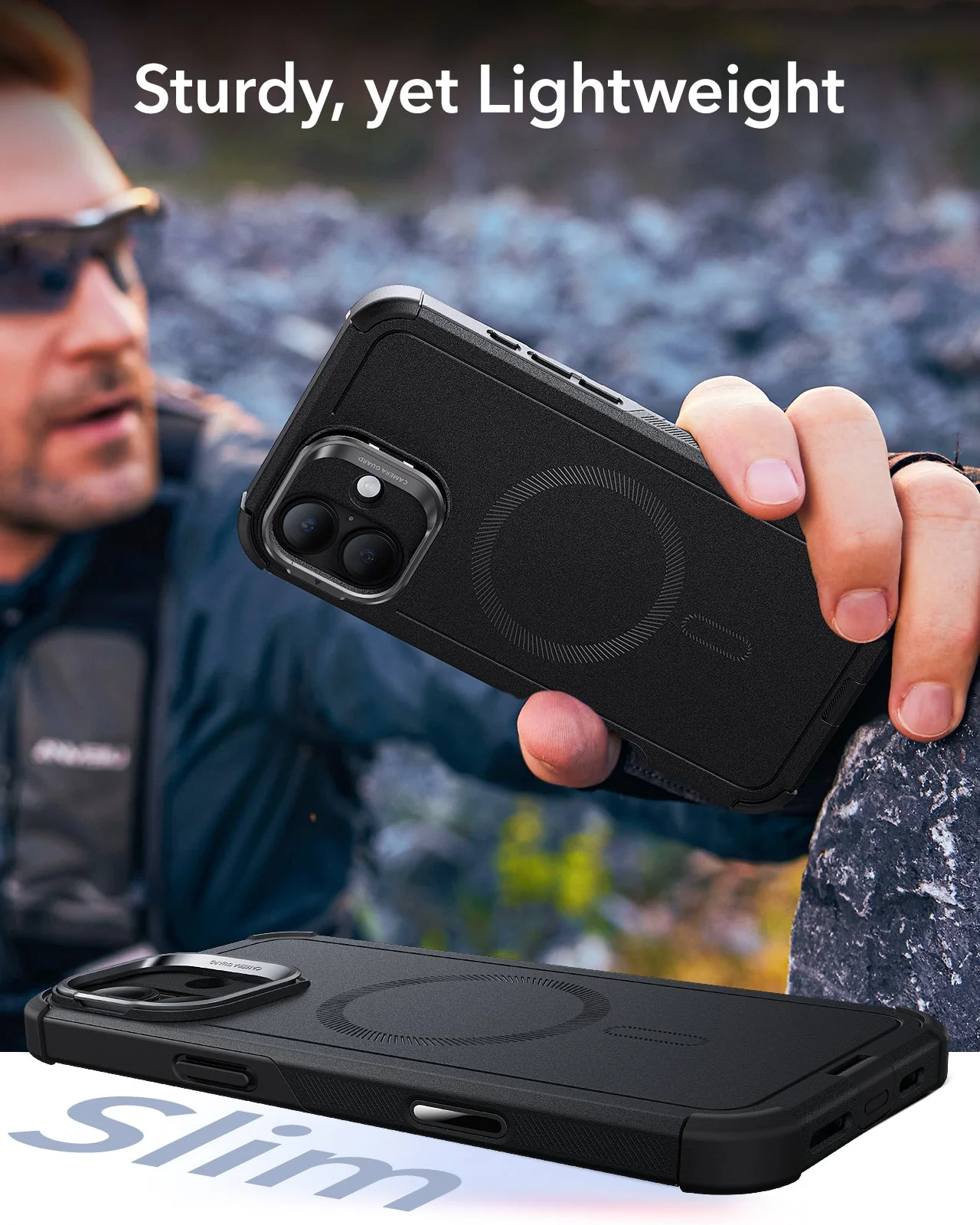 iPhone 16 Plus Cyber Tough Magnetic Case (Camera Control, Stash Stand) - Black - Image 8