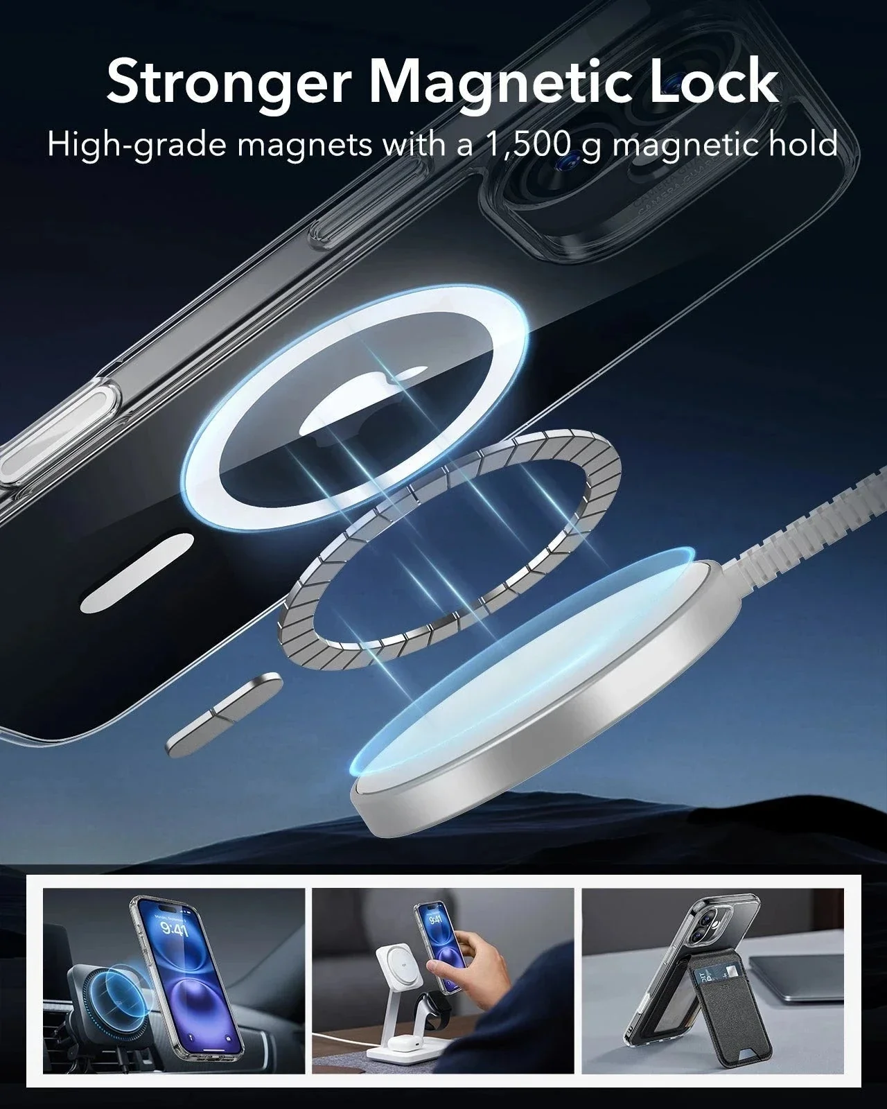 iPhone 16 Plus HaloLock Classic Hybrid Case (Camera Control) - Clear Black - Image 6