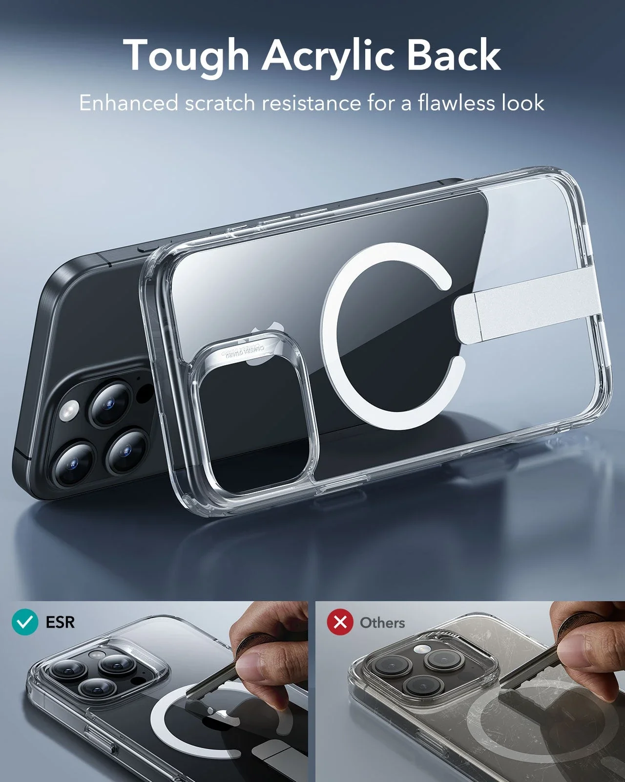 iPhone 16 Pro Boost Flickstand Case (HaloLock) - Clear Black - Image 7