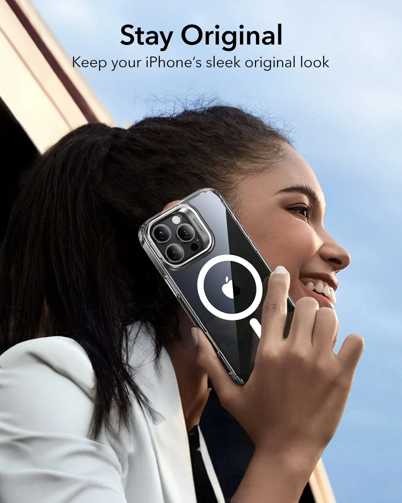 iPhone 16 Pro Classic Hybrid Case with Stash Stand (HaloLock) - Clear Black - Image 9