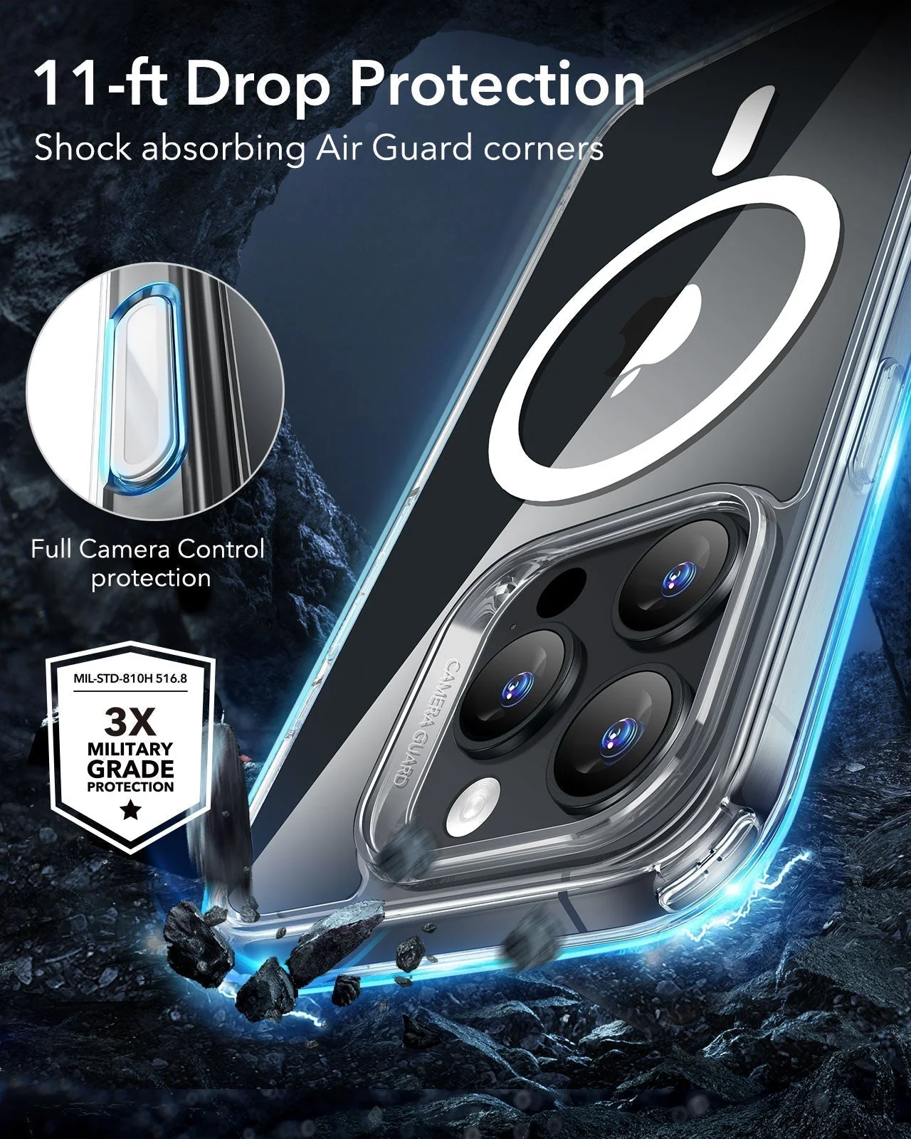 iPhone 16 Pro Classic Hybrid Magnetic Case (Camera Control) & Screen Protection Bundle - Clear - Image 7