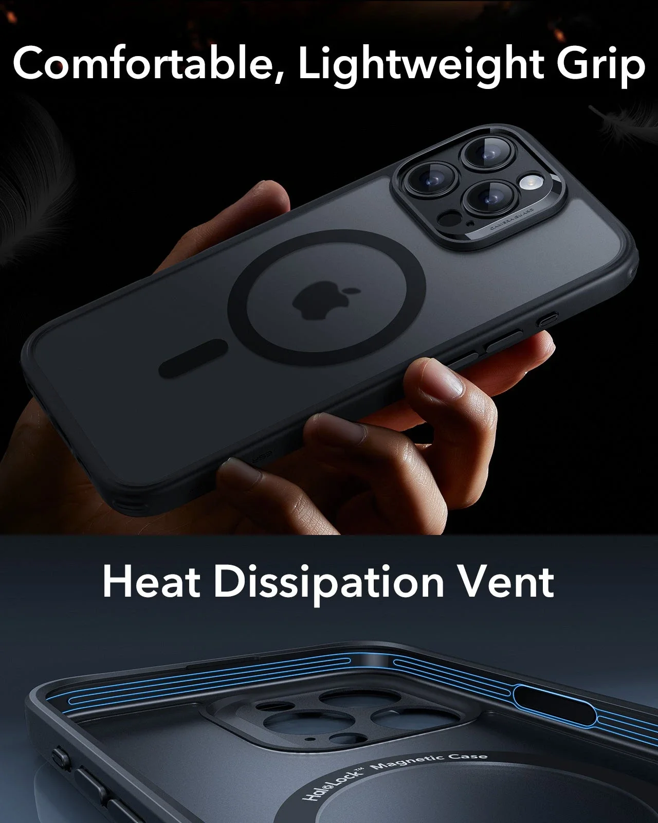 iPhone 16 Pro Classic Pro Case (HaloLock) Set - Frosted Black - Image 7