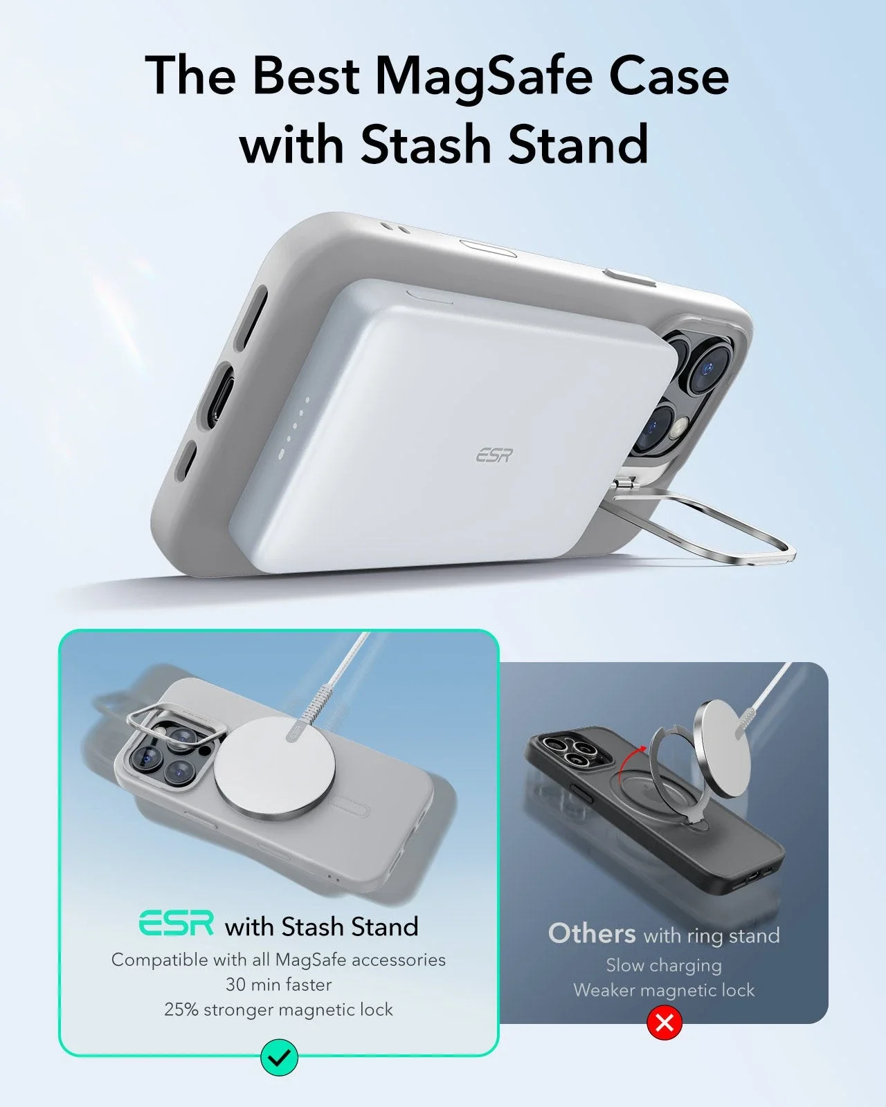 iPhone 16 Pro Cloud Soft Magnetic Case (Camera Control, Stash Stand) - Grey - Image 3