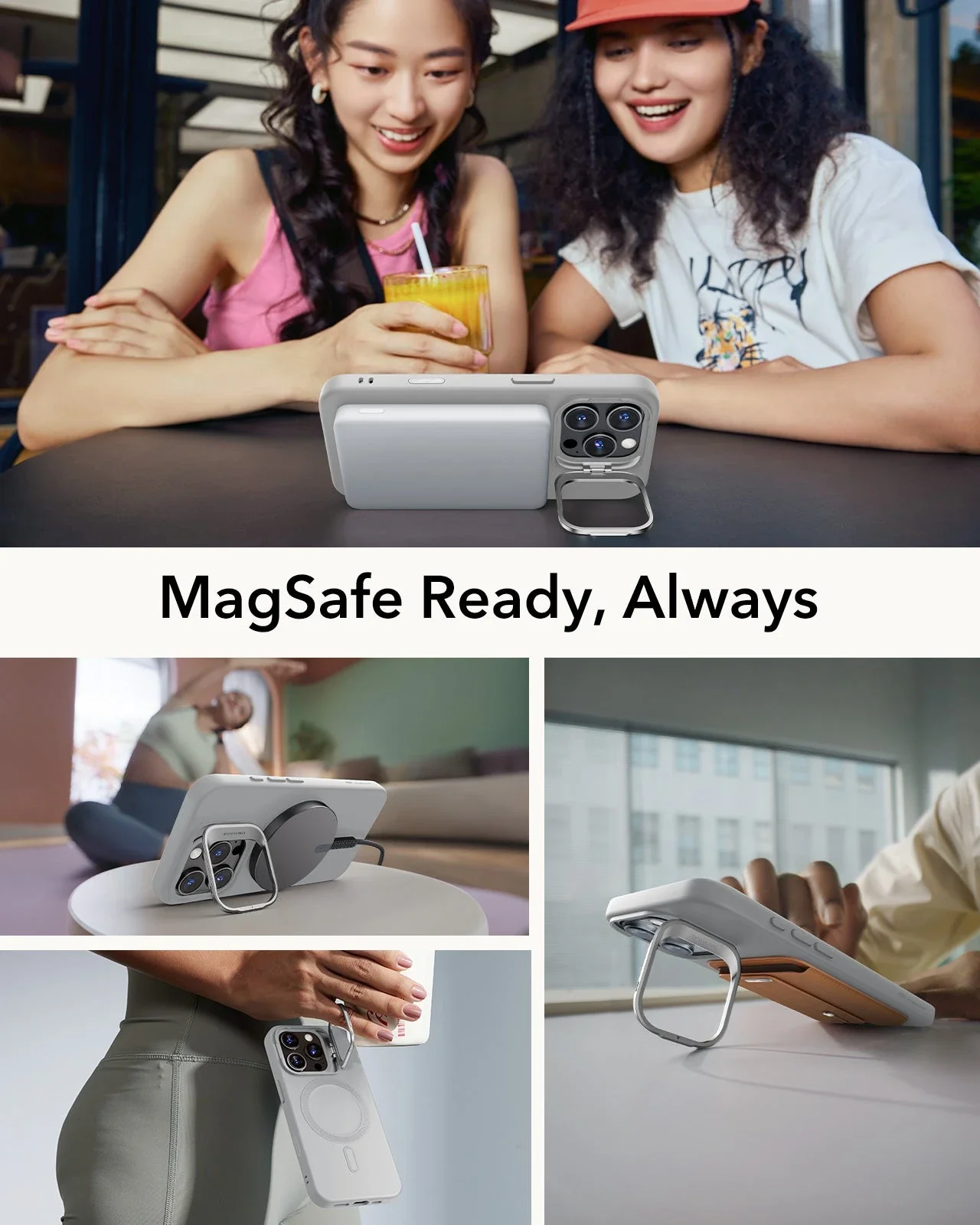 iPhone 16 Pro Cloud Soft Magnetic Case (Camera Control, Stash Stand) - Grey - Image 4