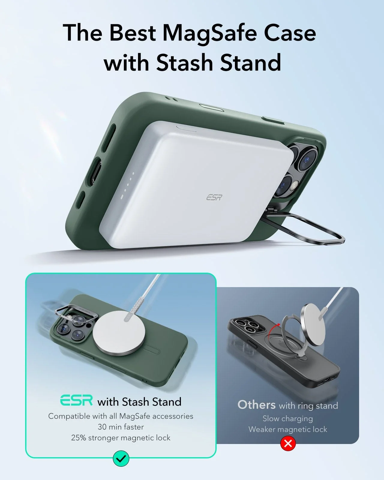 iPhone 16 Pro Cloud Soft Magnetic Case (Camera Control, Stash Stand) - Green - Image 3