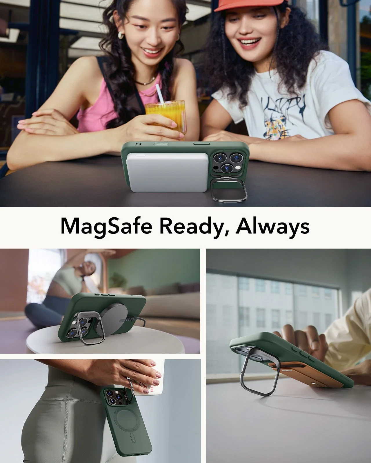 iPhone 16 Pro Cloud Soft Magnetic Case (Camera Control, Stash Stand) - Green - Image 4