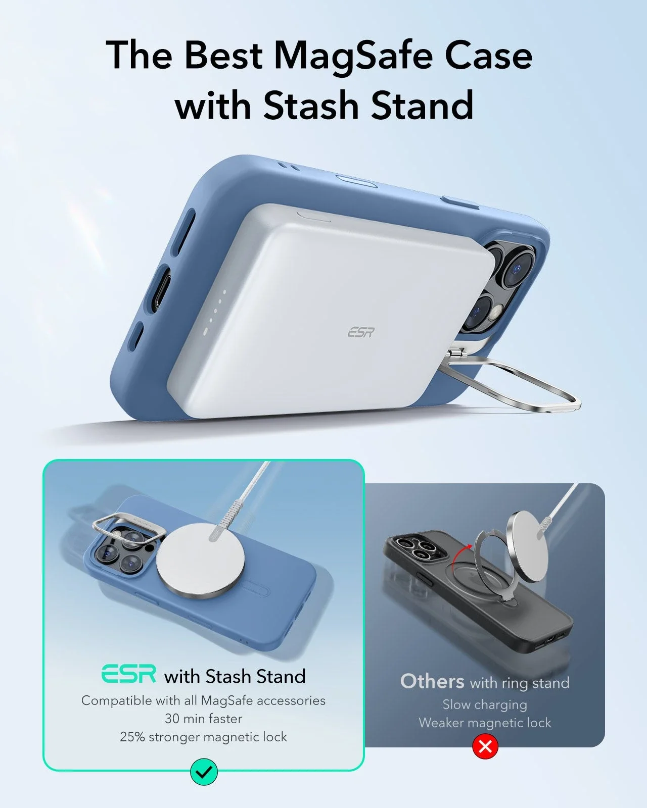 iPhone 16 Pro Cloud Soft Magnetic Case (Camera Control, Stash Stand) - Light Blue - Image 3