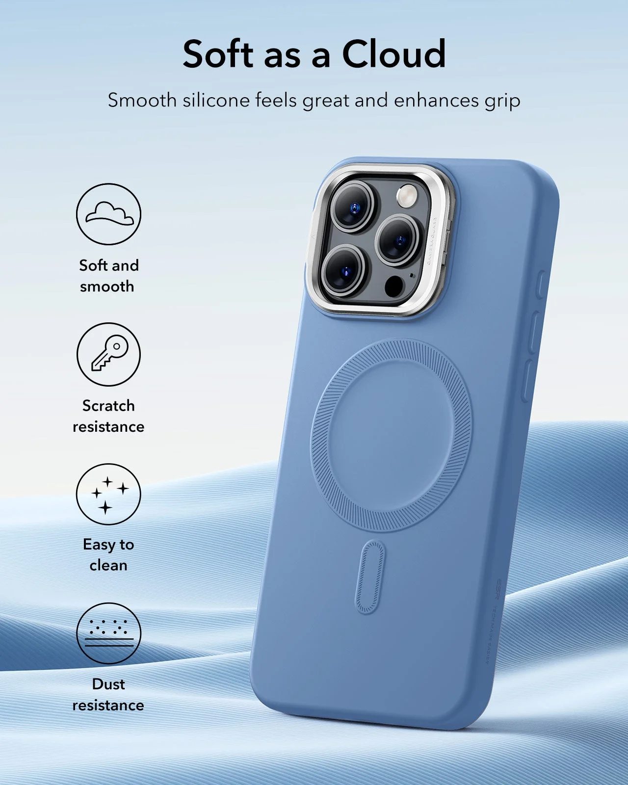 iPhone 16 Pro Cloud Soft Magnetic Case (Camera Control, Stash Stand) - Light Blue - Image 8