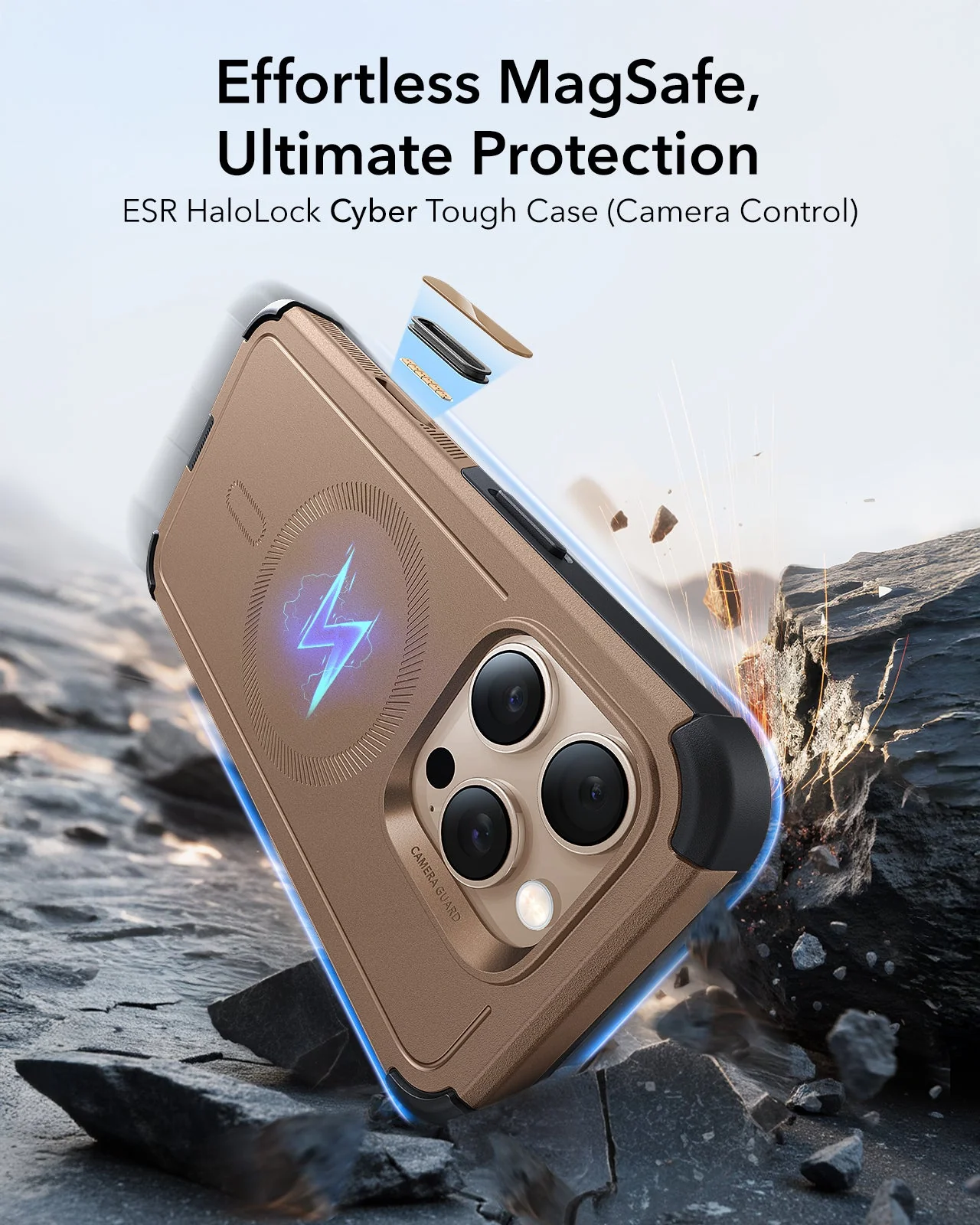 iPhone 16 Pro Cyber Tough Magnetic Case (Camera Control) - Desert Titanium - Image 2