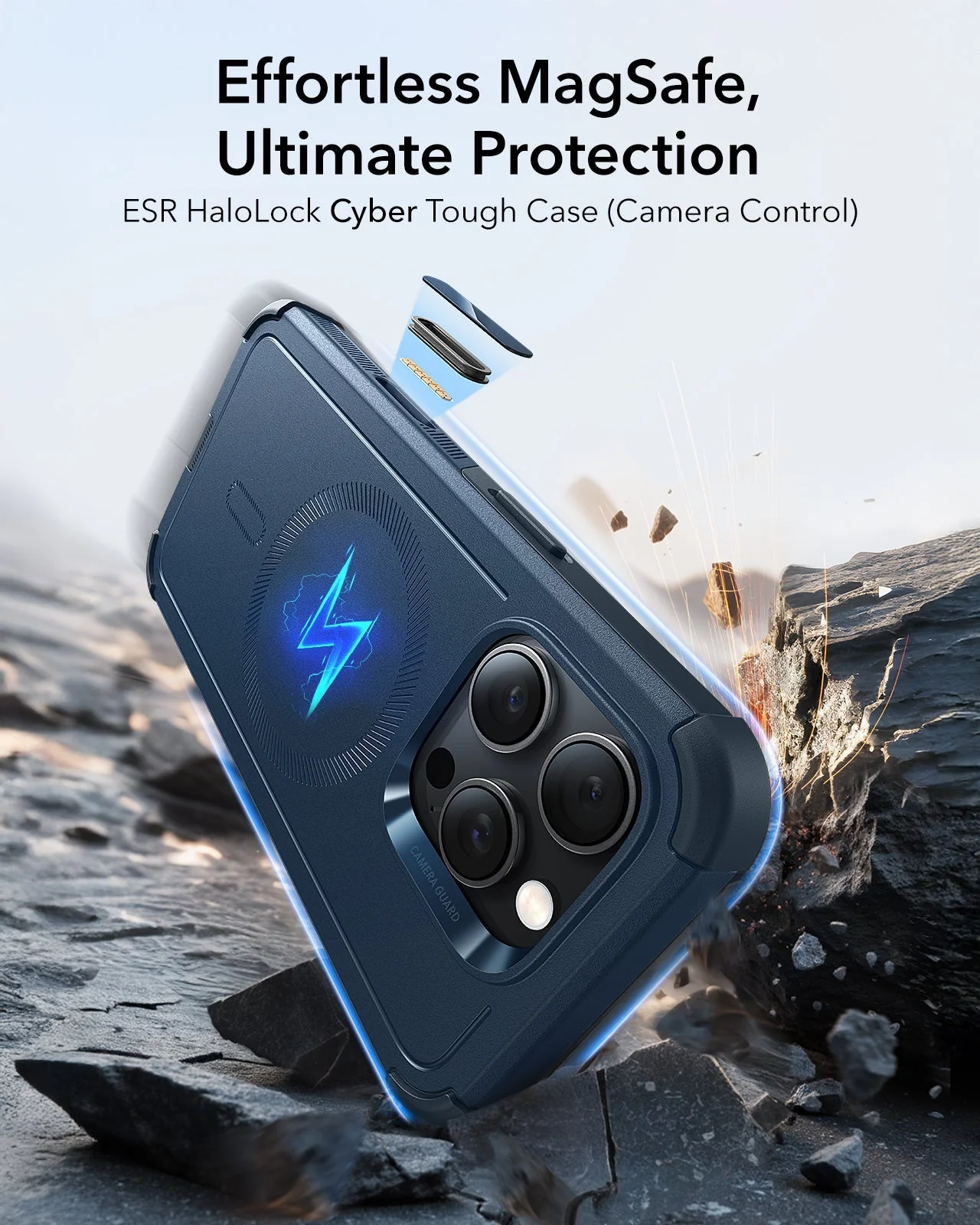 iPhone 16 Pro Cyber Tough Magnetic Case (Camera Control) - Navy Blue - Image 2