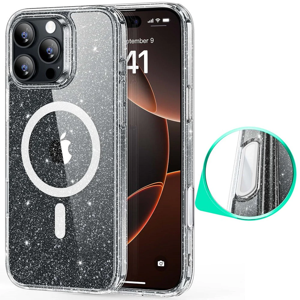 iPhone 16 Pro HaloLock Classic Hybrid Case (Camera Control) - Clear Shimmer