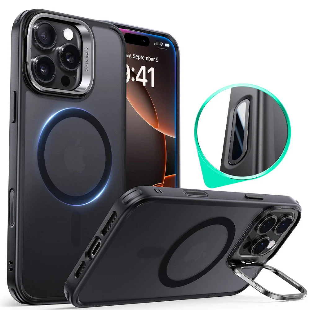 iPhone 16 Pro Classic Hybrid Magnetic Case (Camera Control, Stash Stand) - Frosted Black