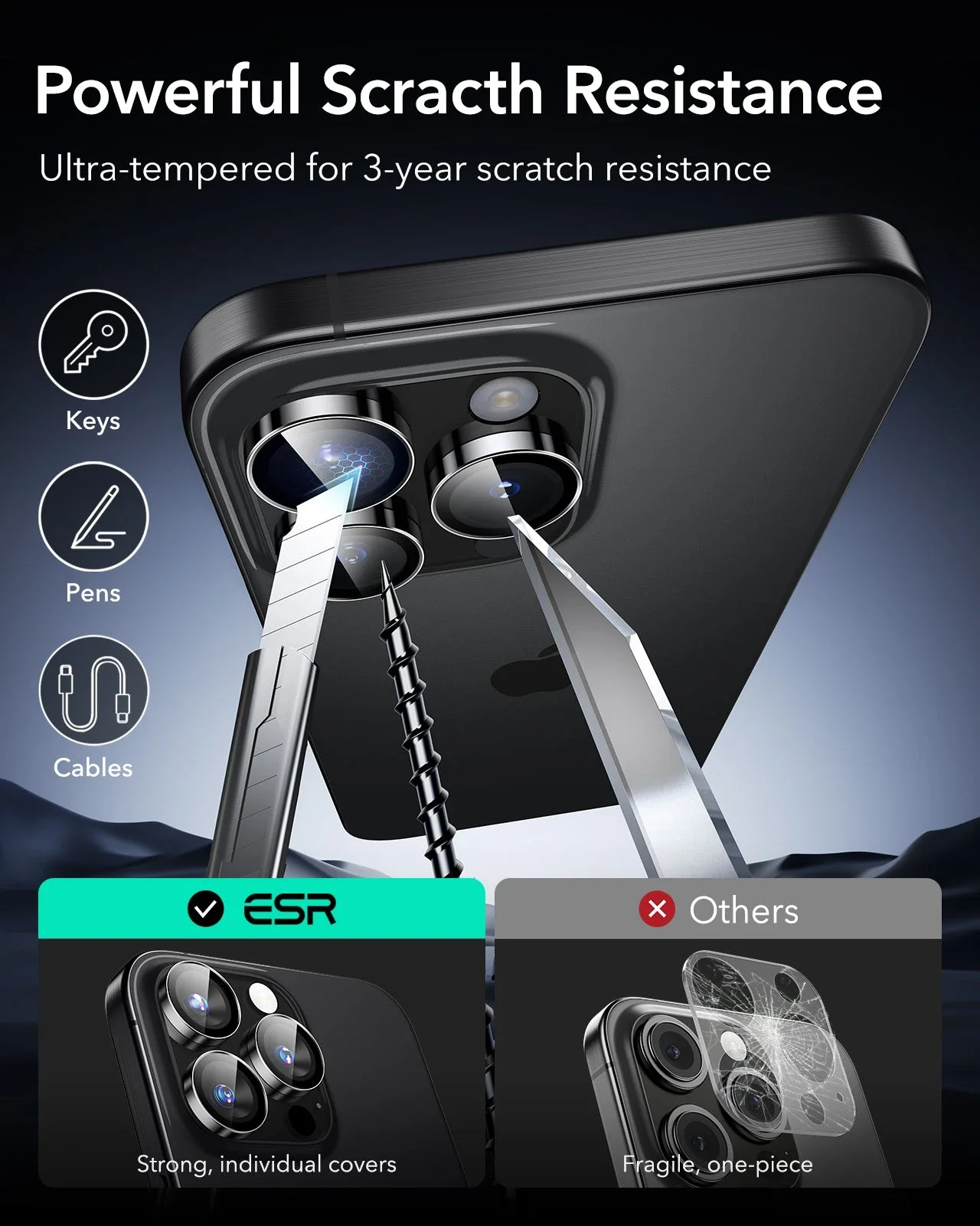 iPhone 16 Pro Max/Pro Armorite Camera Lens Protectors - Black - Image 7