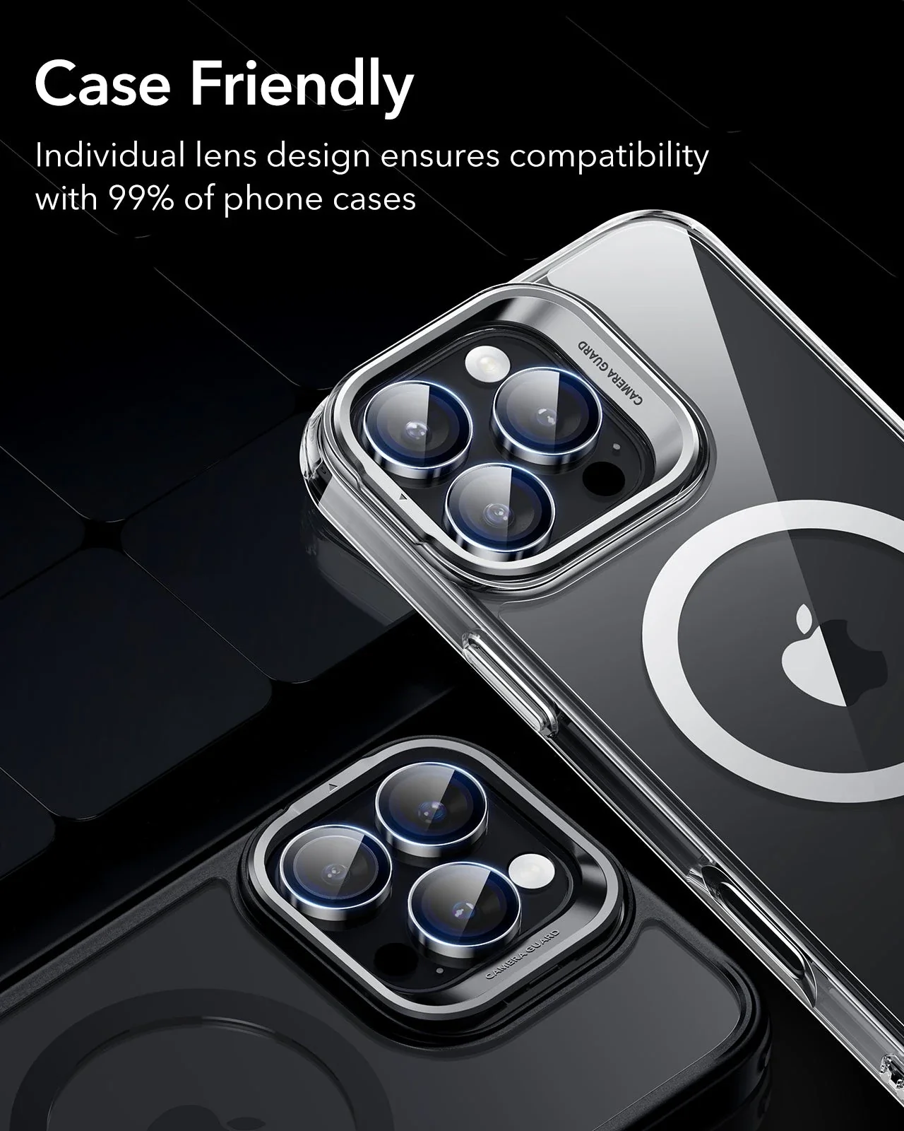 iPhone 16 Pro Max/Pro Armorite Camera Lens Protectors - Black - Image 8