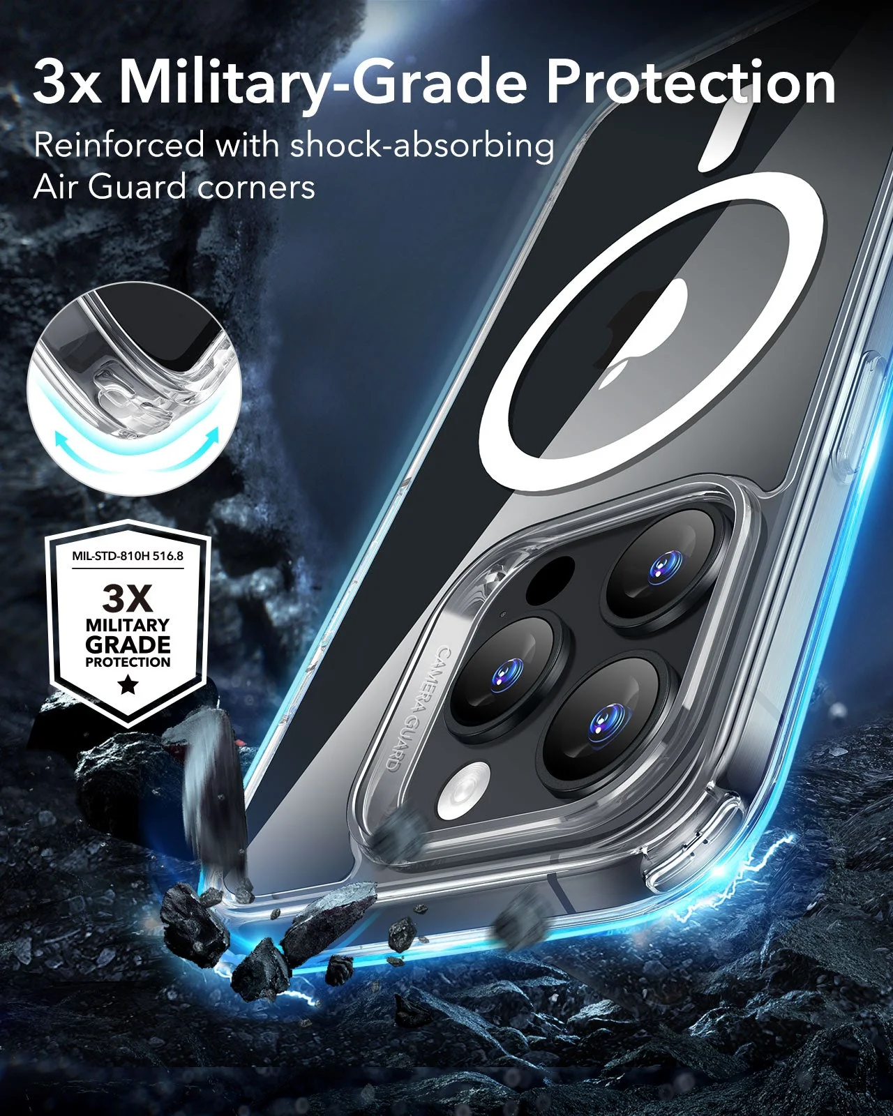 iPhone 16 Pro Max Classic Hybrid Case (HaloLock) - Frosted Clear - Image 4