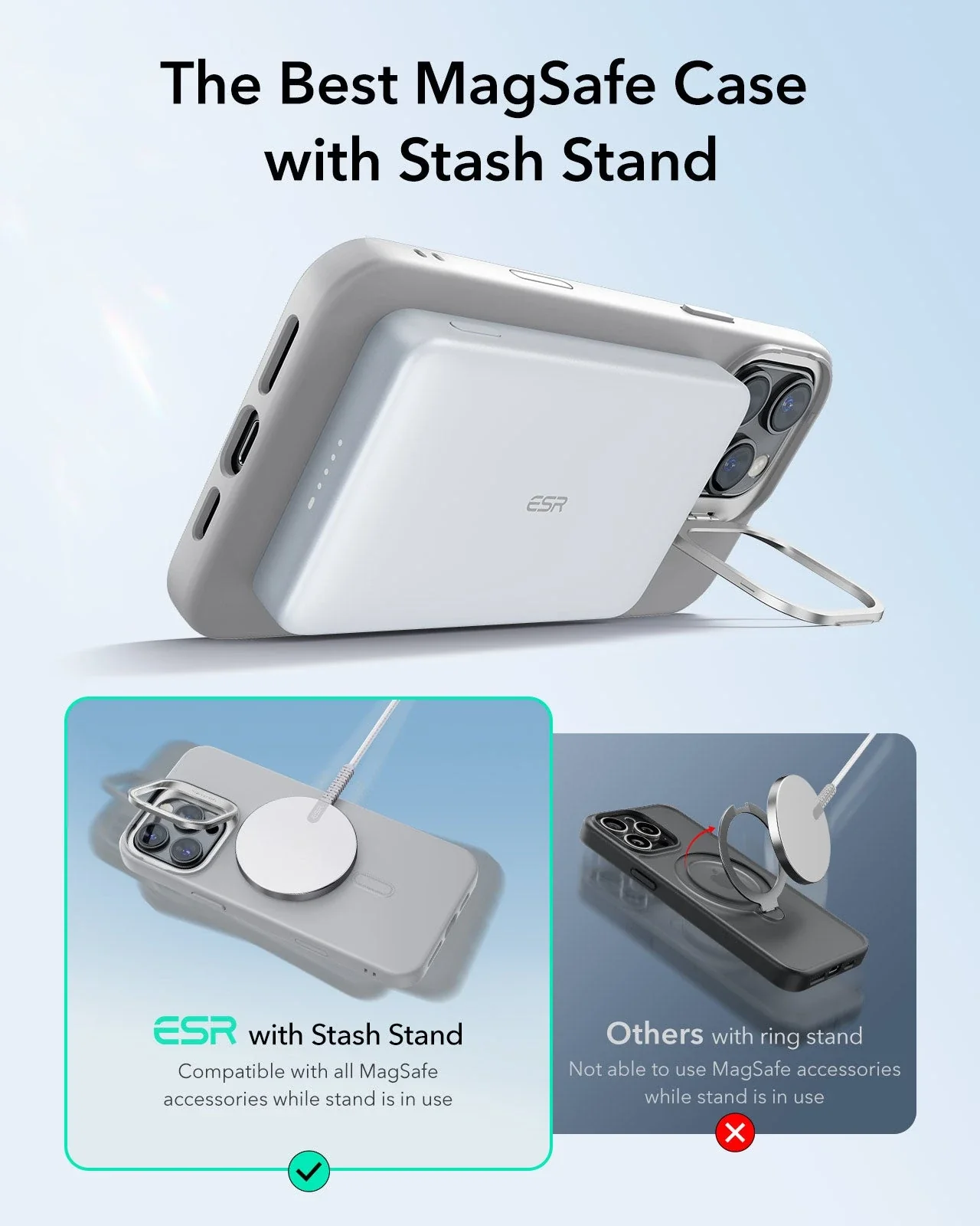 iPhone 16 Pro Max Cloud Soft Magnetic Case (Camera Control, Stash Stand) - Grey - Image 3