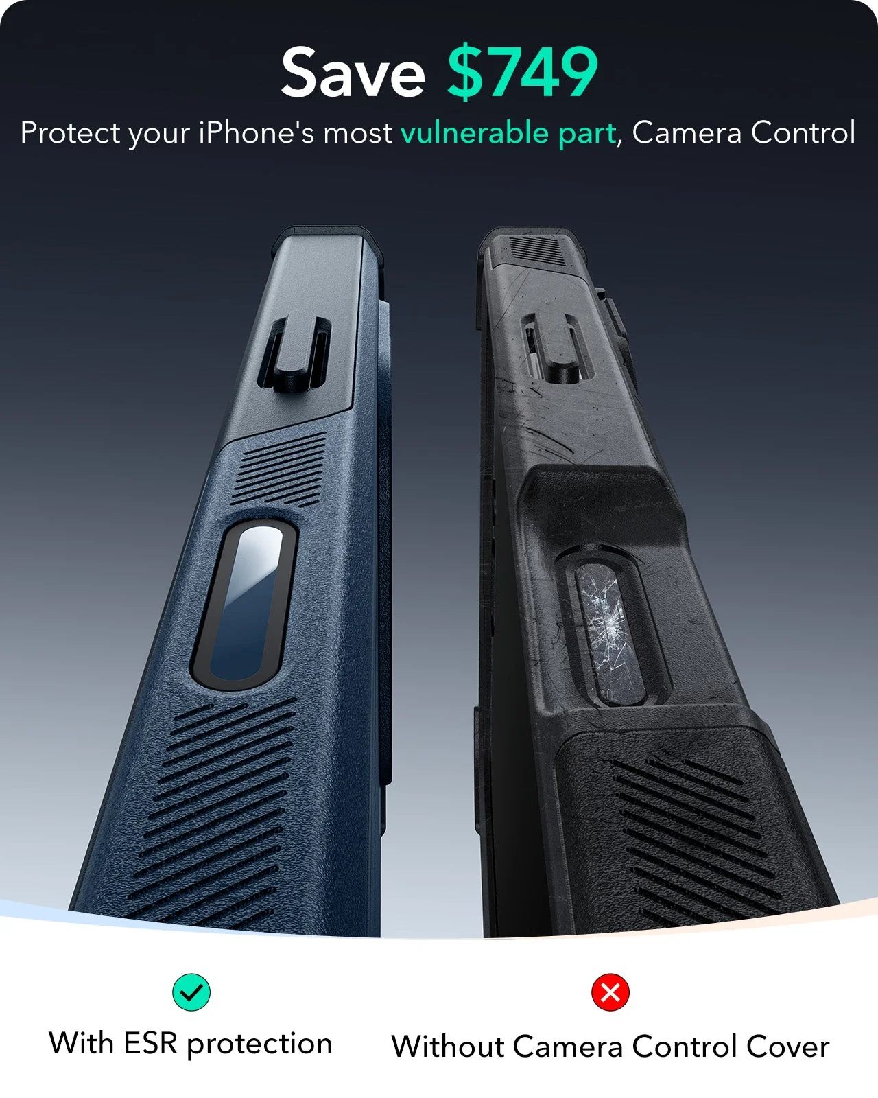 iPhone 16 Pro Max Cyber Tough Magnetic Case (Camera Control, Stash Stand) - Navy Blue - Image 3