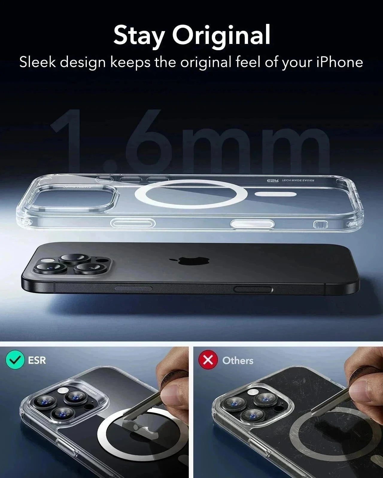 iPhone 16 Pro Max HaloLock Classic Hybrid Case (Camera Control) - Clear - Image 9