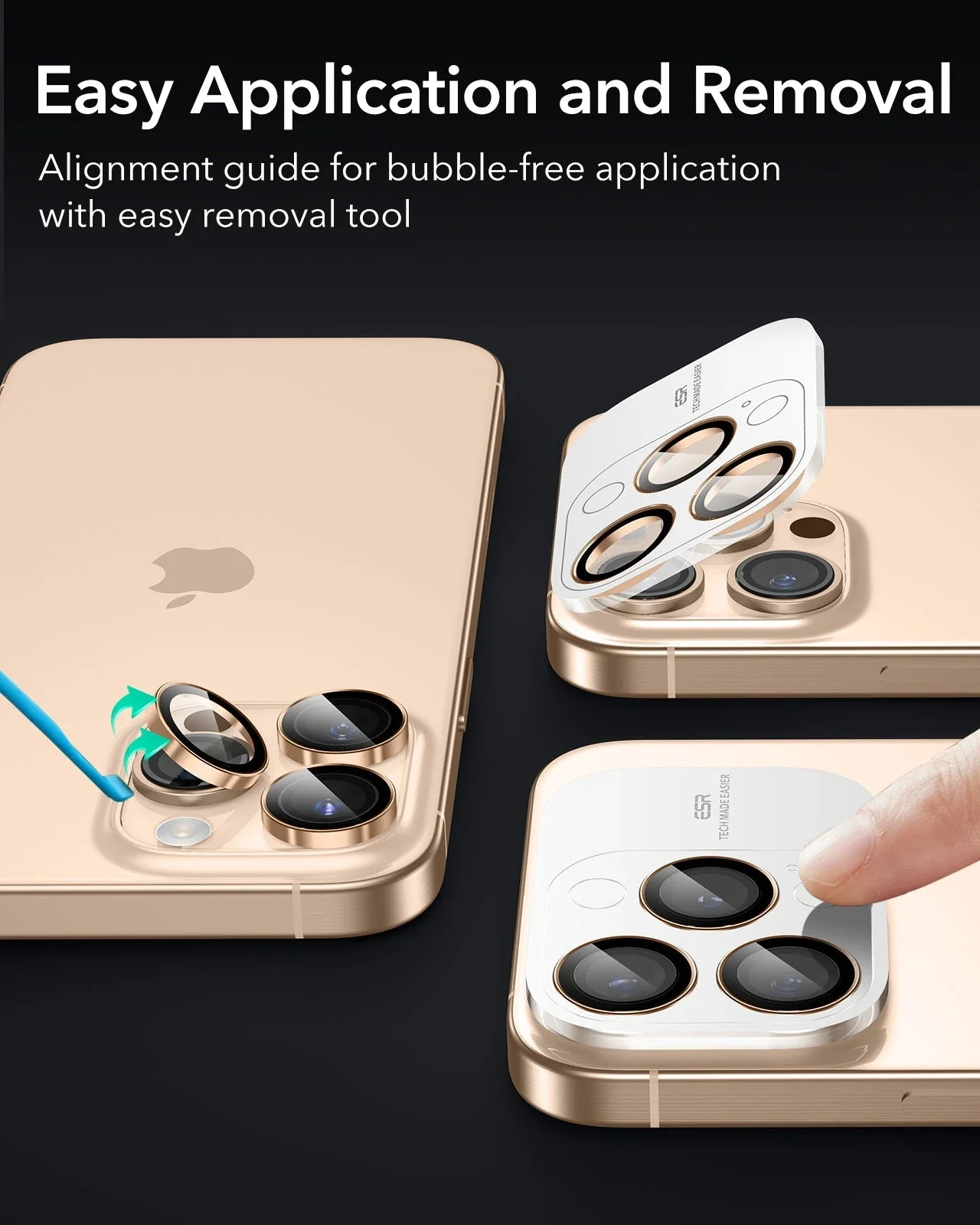 iPhone 16 Pro Max/Pro Armorite Camera Lens Protectors - Desert Titanium - Image 6