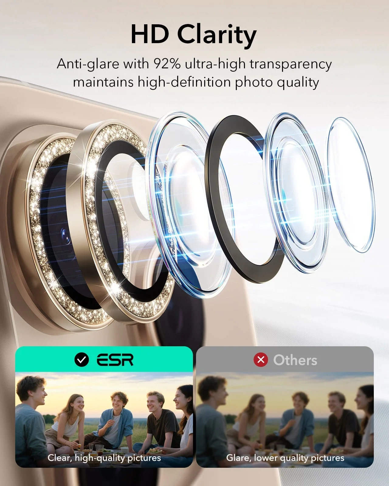 iPhone 16 Pro Max/Pro Armorite Camera Lens Protectors - Desert Titanium Shimmer - Image 5