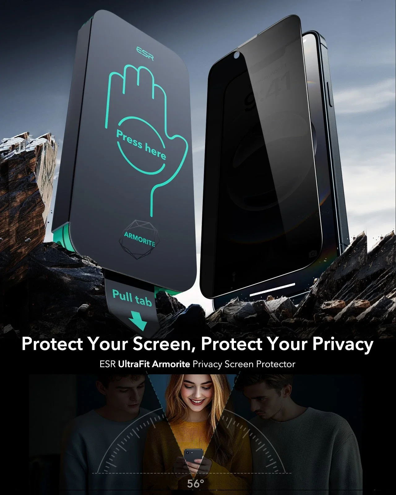 iPhone 16e HaloLock Cyber Tough Case Privacy Protection Bundle - Black - Image 10