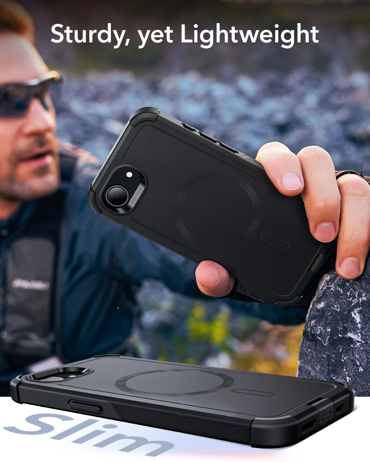 iPhone 16e HaloLock Cyber Tough Case Privacy Protection Bundle - Black - Image 9