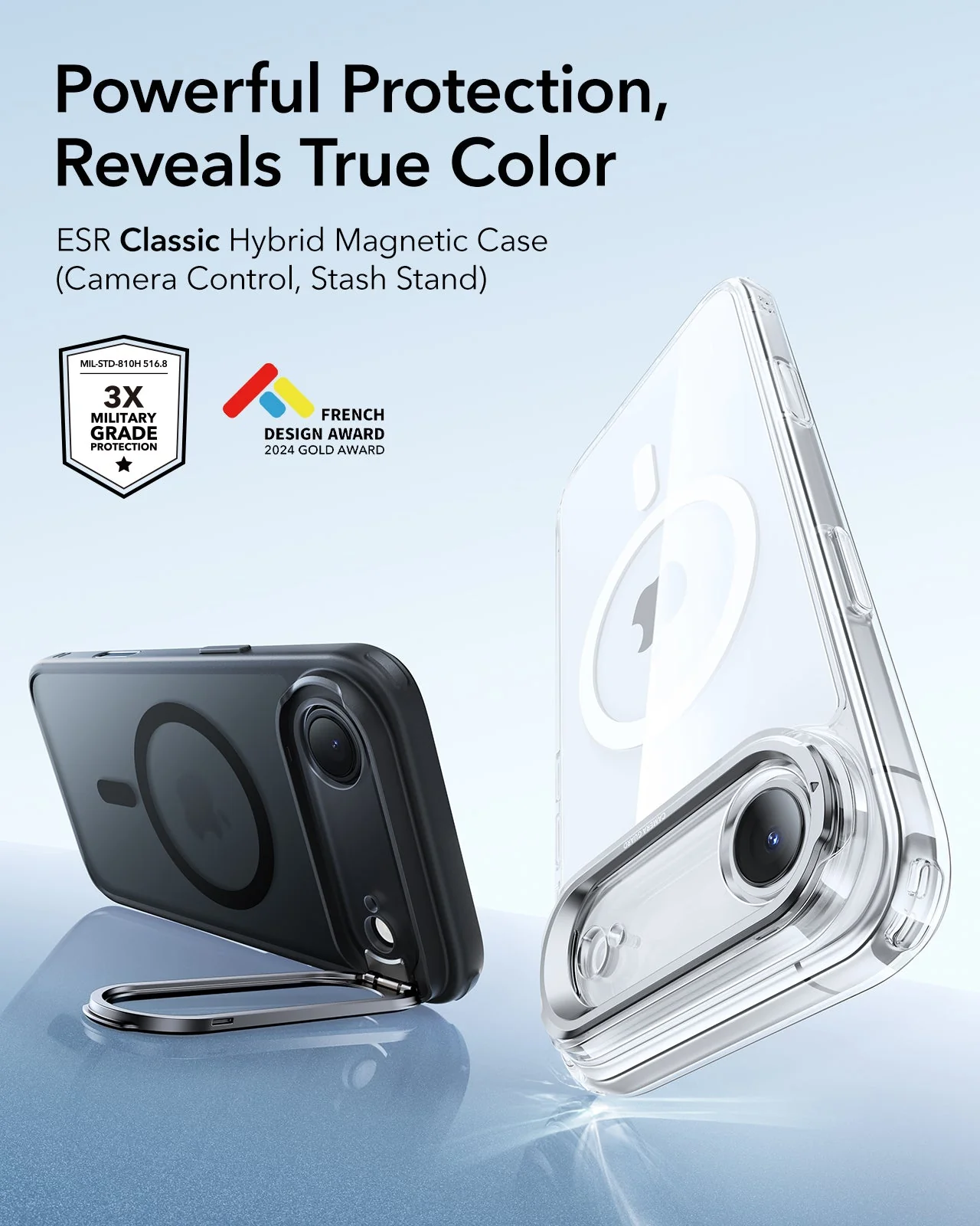 iPhone Air Classic Hybrid Magnetic Case (Camera Control, Stash Stand) - Frosted Black - Image 2