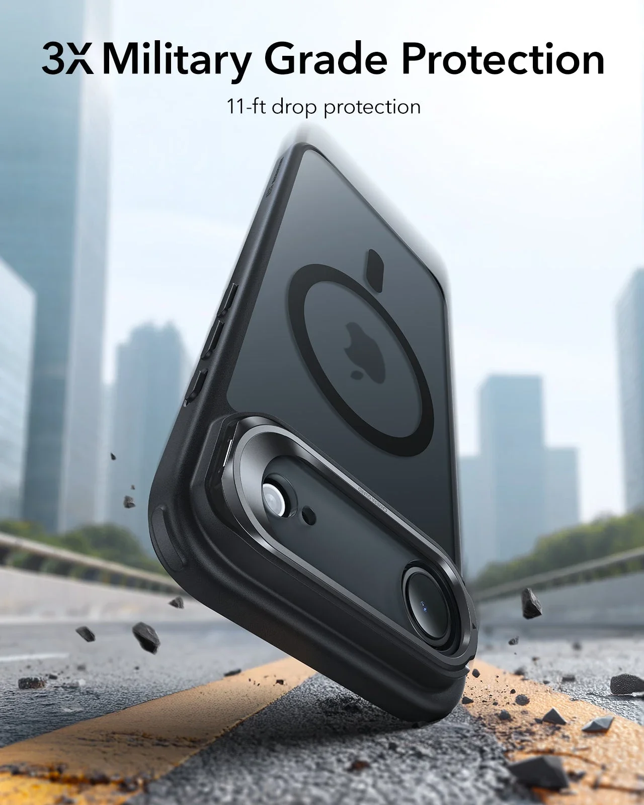 iPhone Air Classic Hybrid Magnetic Case (Camera Control, Stash Stand) - Frosted Black - Image 3