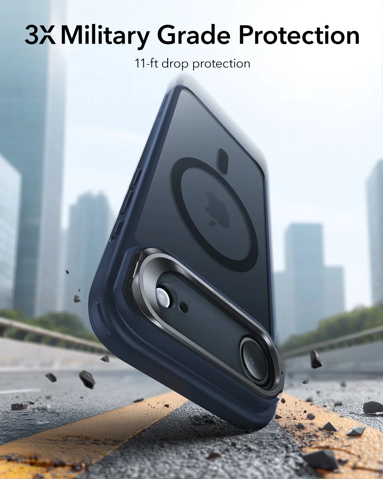 iPhone Air Classic Hybrid Magnetic Case (Camera Control, Stash Stand) - Frosted Blue - Image 3