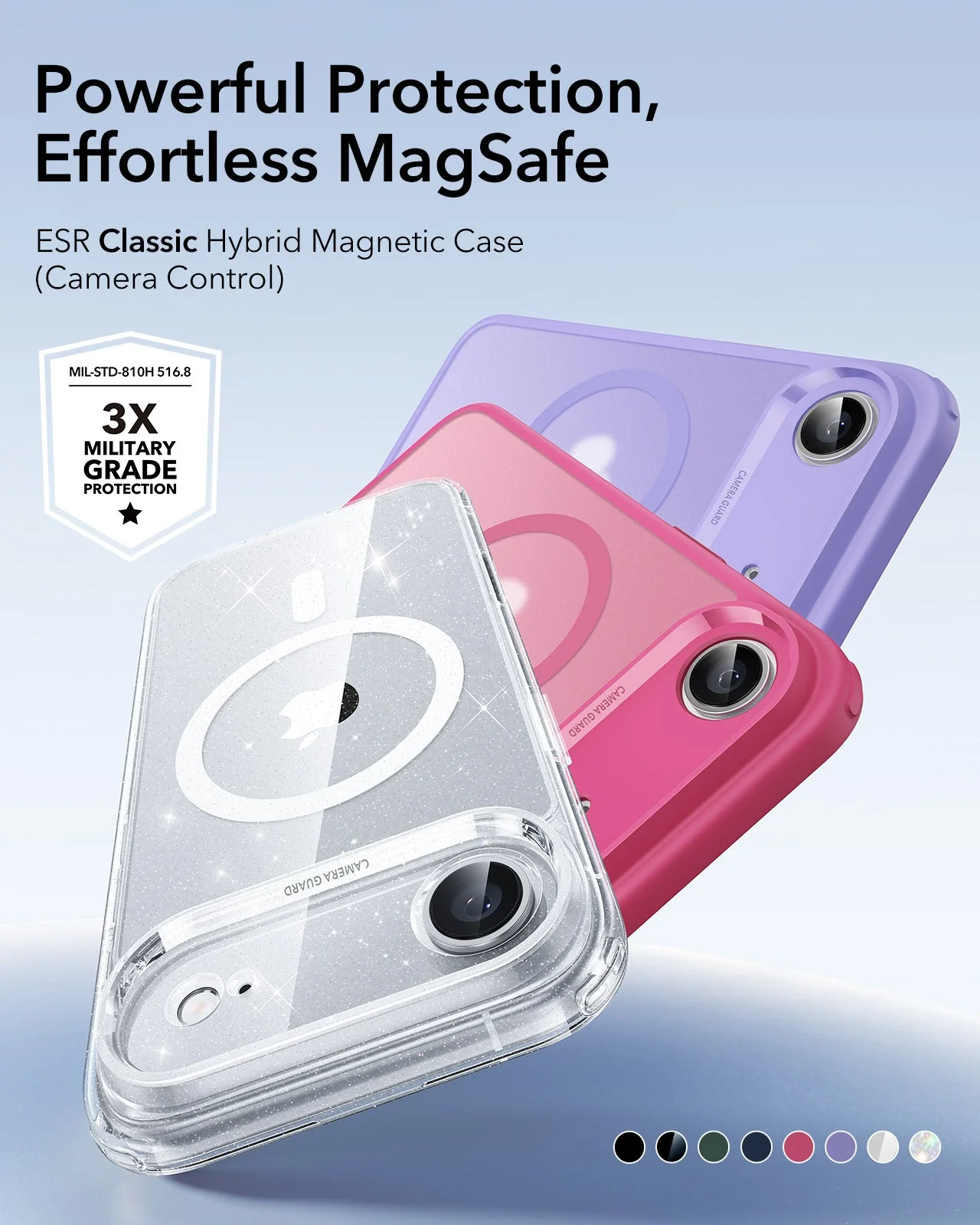 iPhone Air Classic Hybrid Magnetic Case (Camera Control) - Clear Shimmer - Image 2