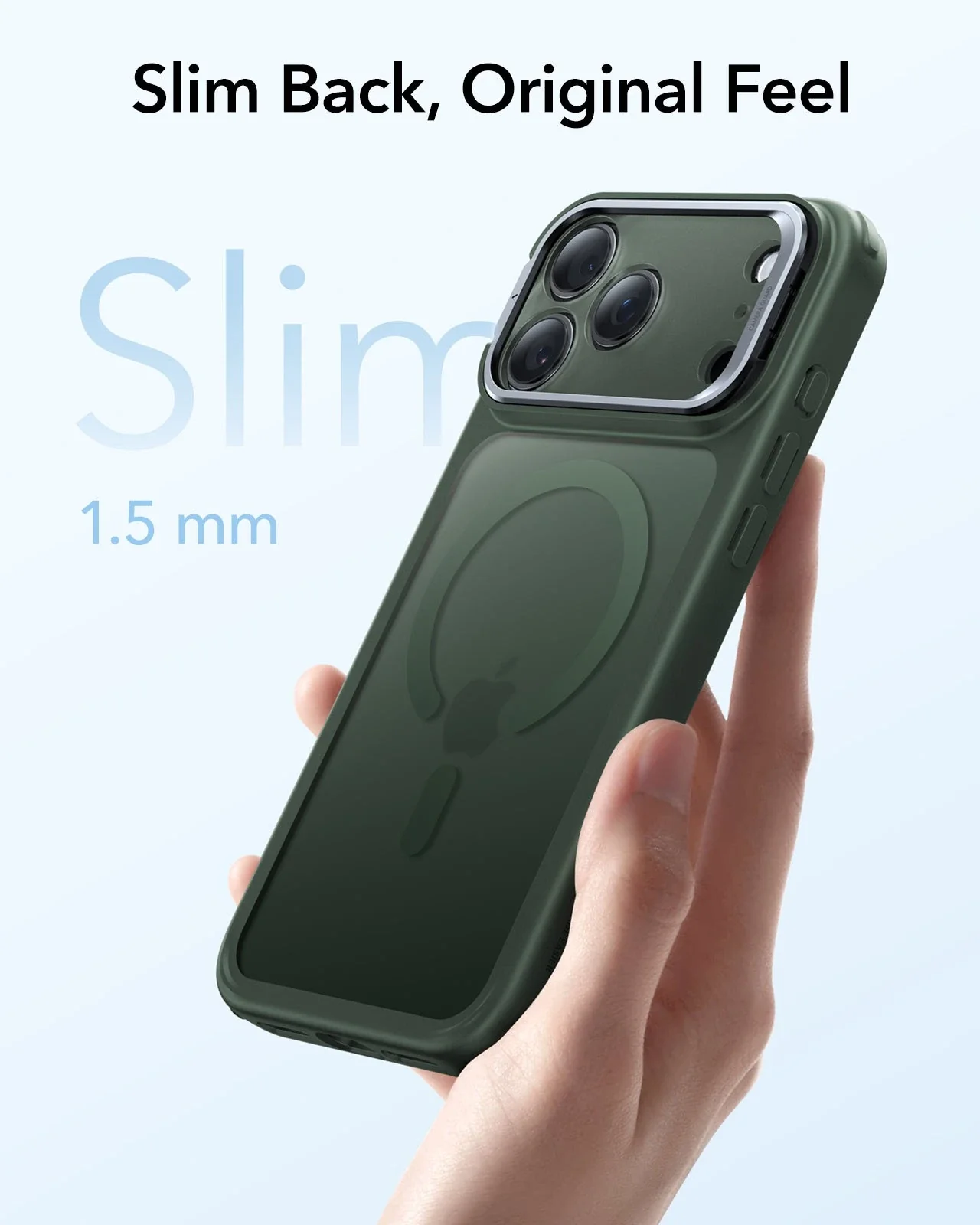 iPhone 17 Pro Classic Hybrid Magnetic Case (Camera Control, Stash Stand) - Frosted Green - Image 7