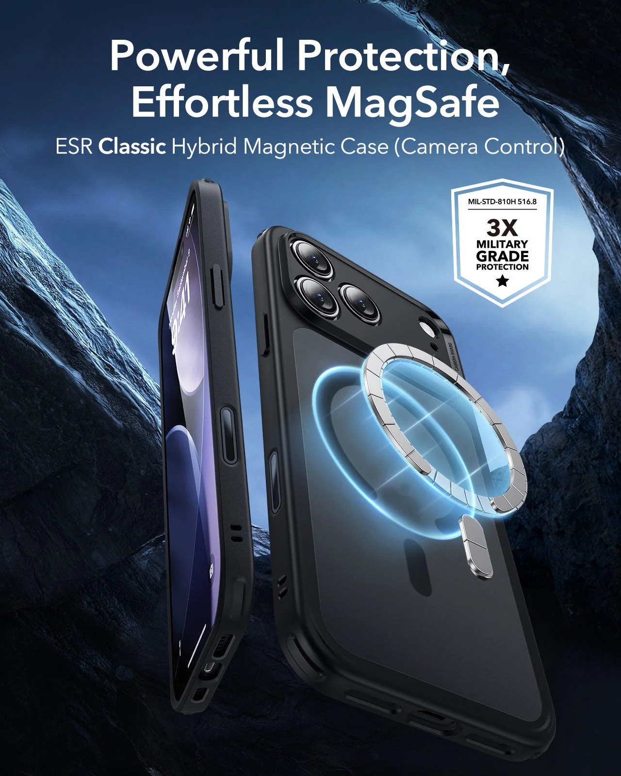 iPhone 17 Pro Max Classic Hybrid Magnetic Case (Camera Control) - Frosted Black - Image 2
