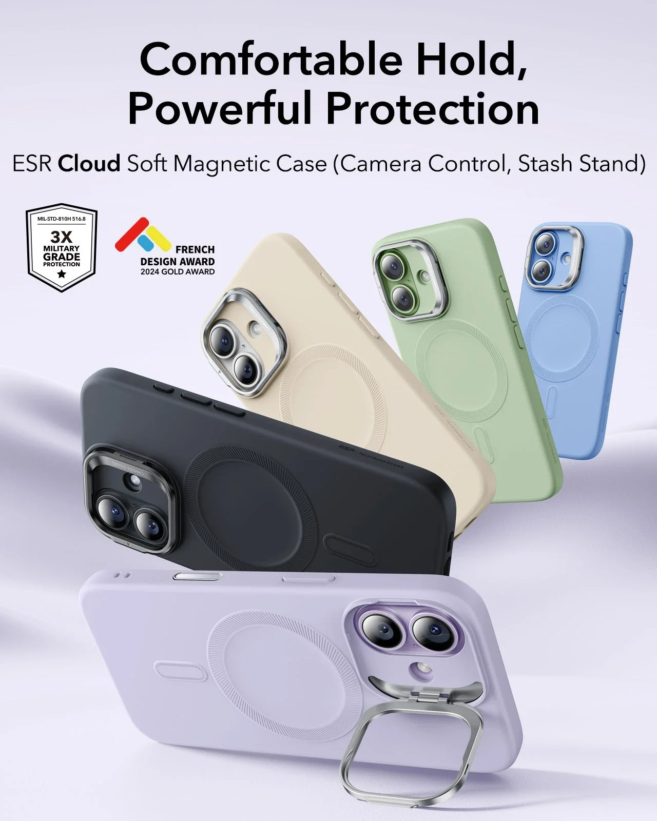 iPhone 17 Cloud Soft Magnetic Case (Camera Control, Stash Stand) - Lavender - Image 2