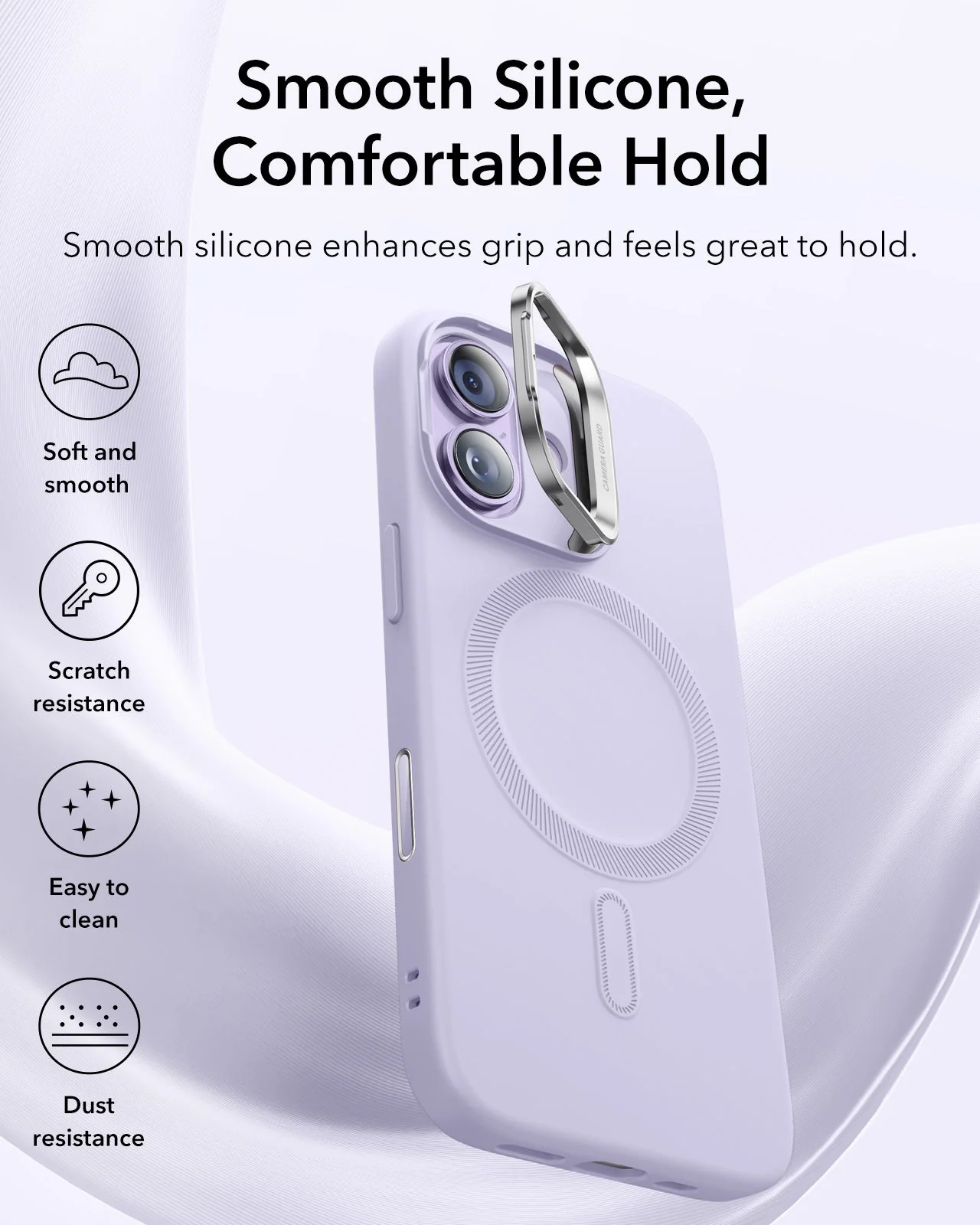 iPhone 17 Cloud Soft Magnetic Case (Camera Control, Stash Stand) - Lavender - Image 3