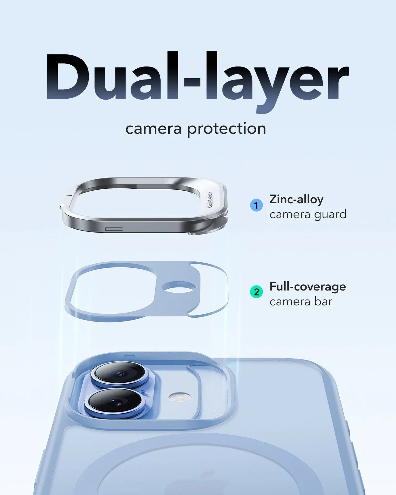 iPhone 17 Bundle Classic Hybrid Magnetic Case (Camera Control, Stash Stand) and Armorite Privacy Screen Protector - Frosted Light Blue - Image 7