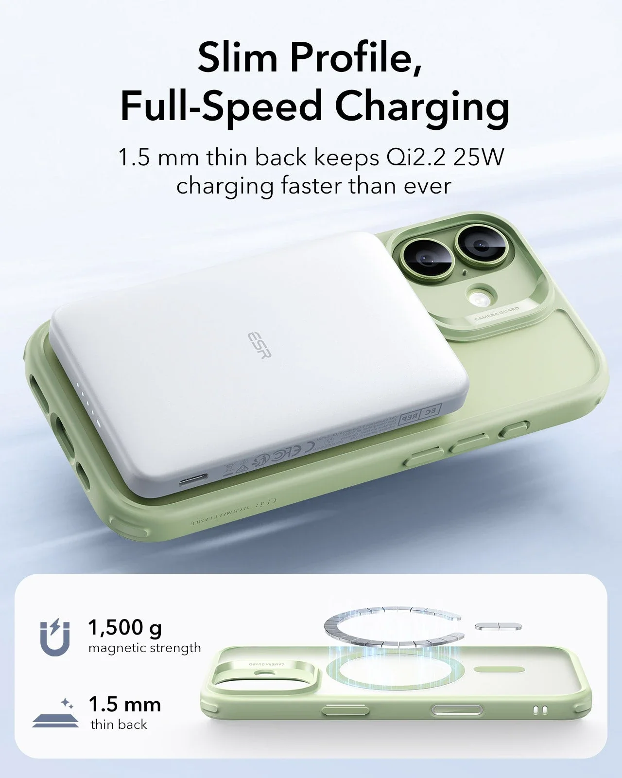 iPhone 17 Bundle Classic Hybrid Magnetic Case (Camera Control) and Armorite Screen Protector - Frosted Light Green - Image 5