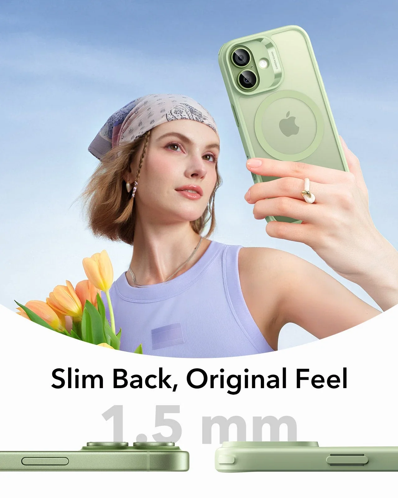 iPhone 17 Bundle Classic Hybrid Magnetic Case (Camera Control) and Armorite Screen Protector - Frosted Light Green - Image 6
