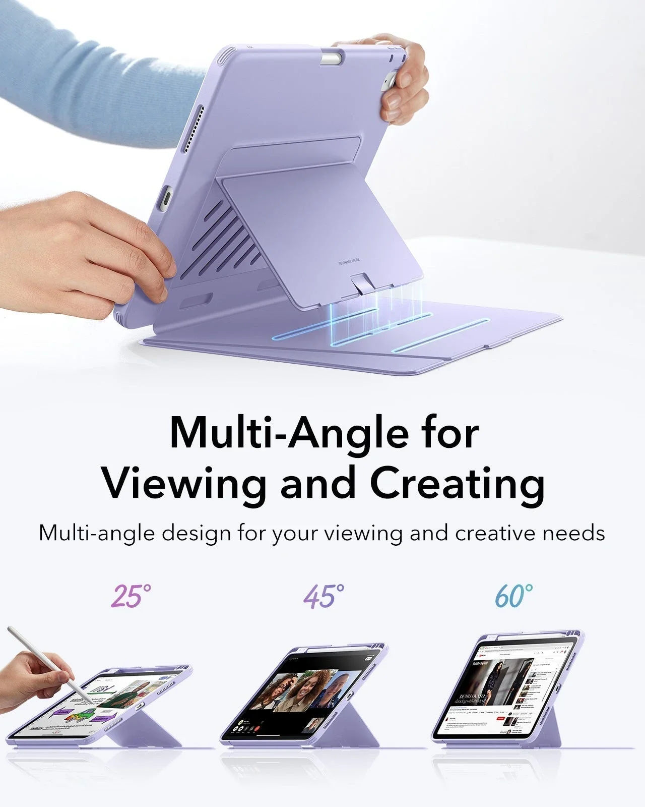 iPad Air 11" (M4) 2026 Bundle Flip Magnetic Case with Pencil Holder, Paper-Feel Magnetic & Armorite® Protection - Light Purple - Image 4