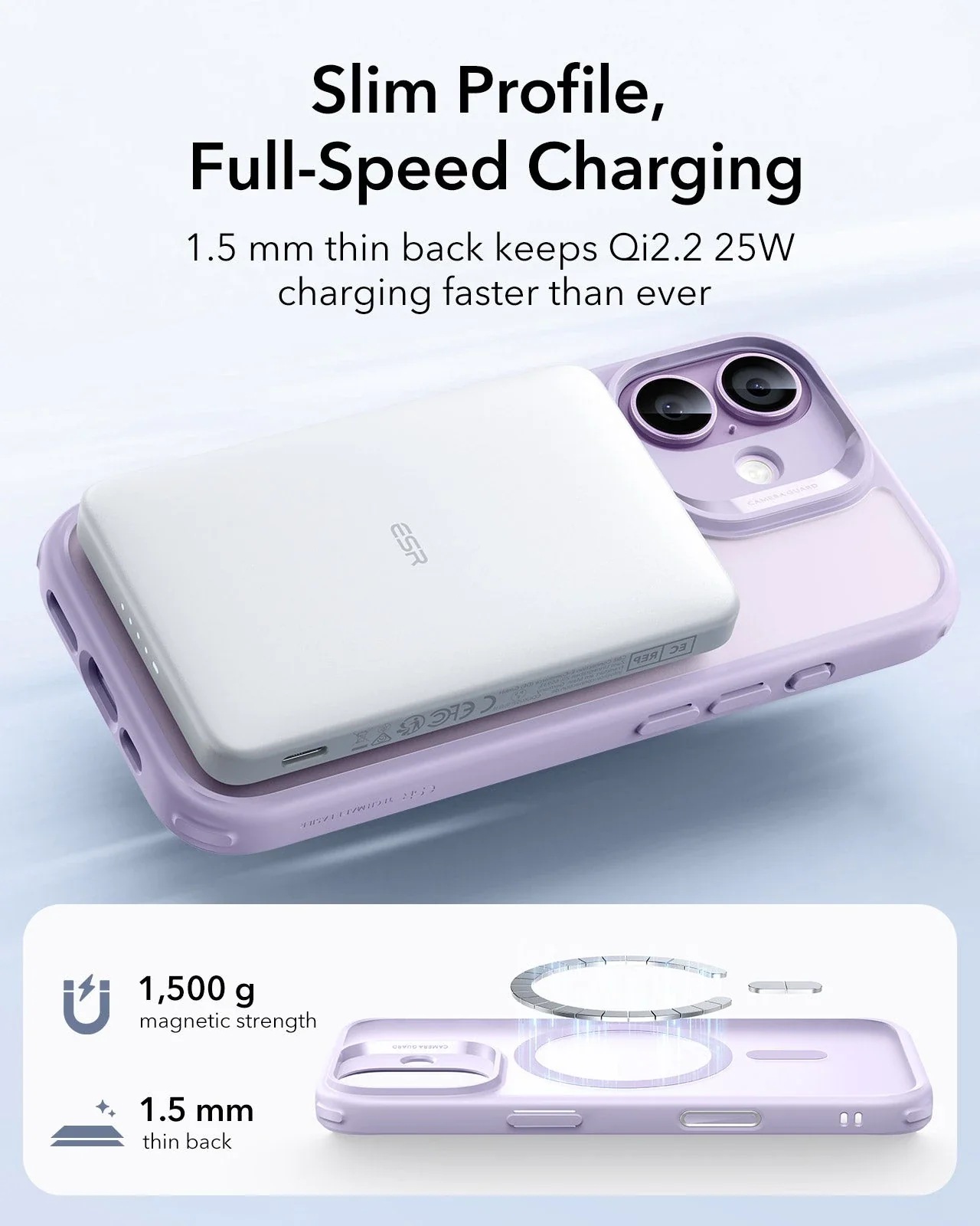 iPhone 17 Bundle Classic Hybrid Magnetic Case (Camera Control) and Armorite Screen Protector - Frosted Light Purple - Image 5