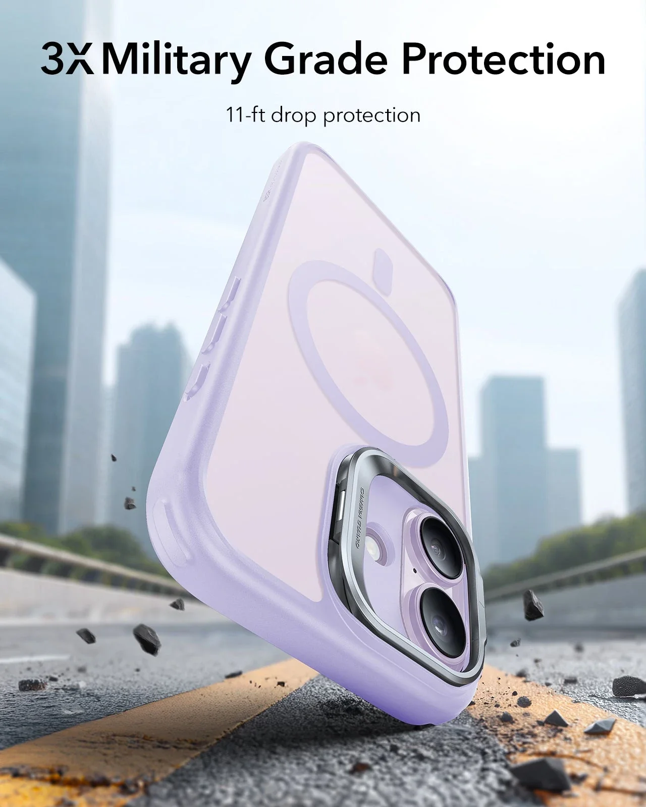 iPhone 17 Bundle Classic Hybrid Magnetic Case (Camera Control, Stash Stand) and Armorite Screen Protector - Frosted Light Purple - Image 4