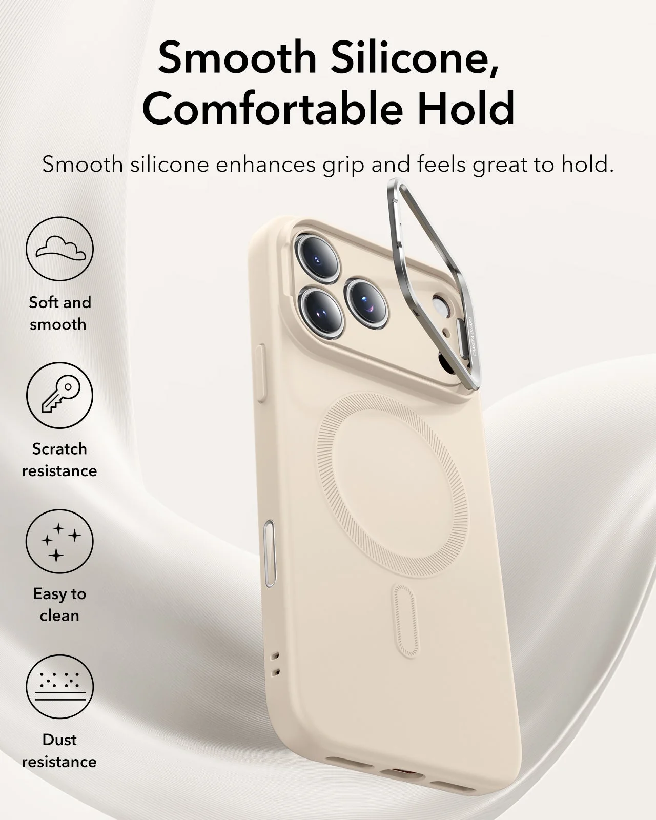 iPhone 17 Pro Max Cloud Soft Magnetic Case (Camera Control, Stash Stand) Armorite Privacy Protection Bundle - Light Tan - Image 6
