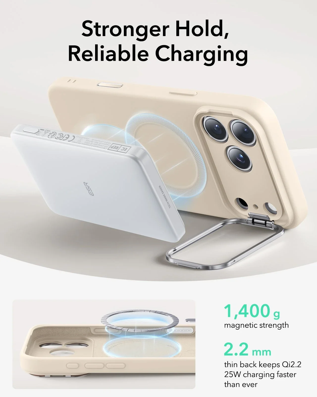 iPhone 17 Pro Max Cloud Soft Magnetic Case (Camera Control, Stash Stand) Armorite Privacy Protection Bundle - Light Tan - Image 7