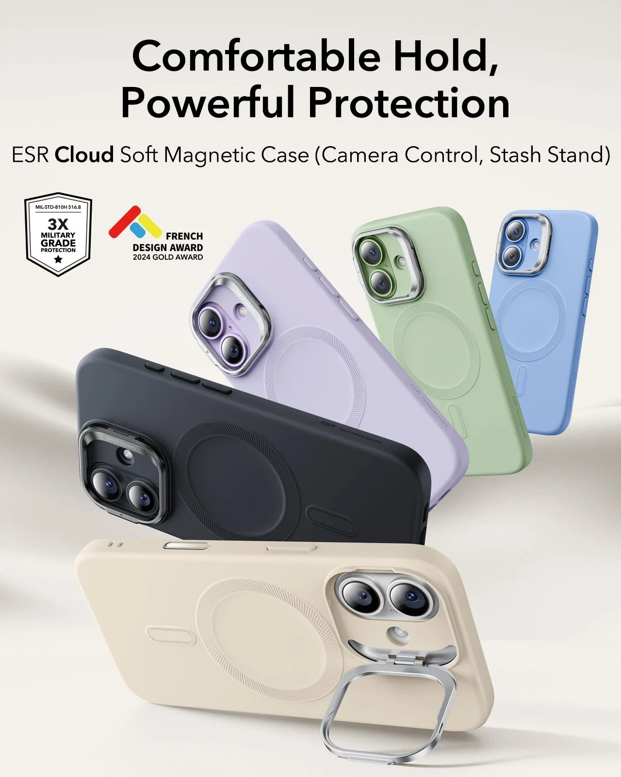 iPhone 17 Cloud Soft Magnetic Case (Camera Control, Stash Stand) - Light Tan - Image 2