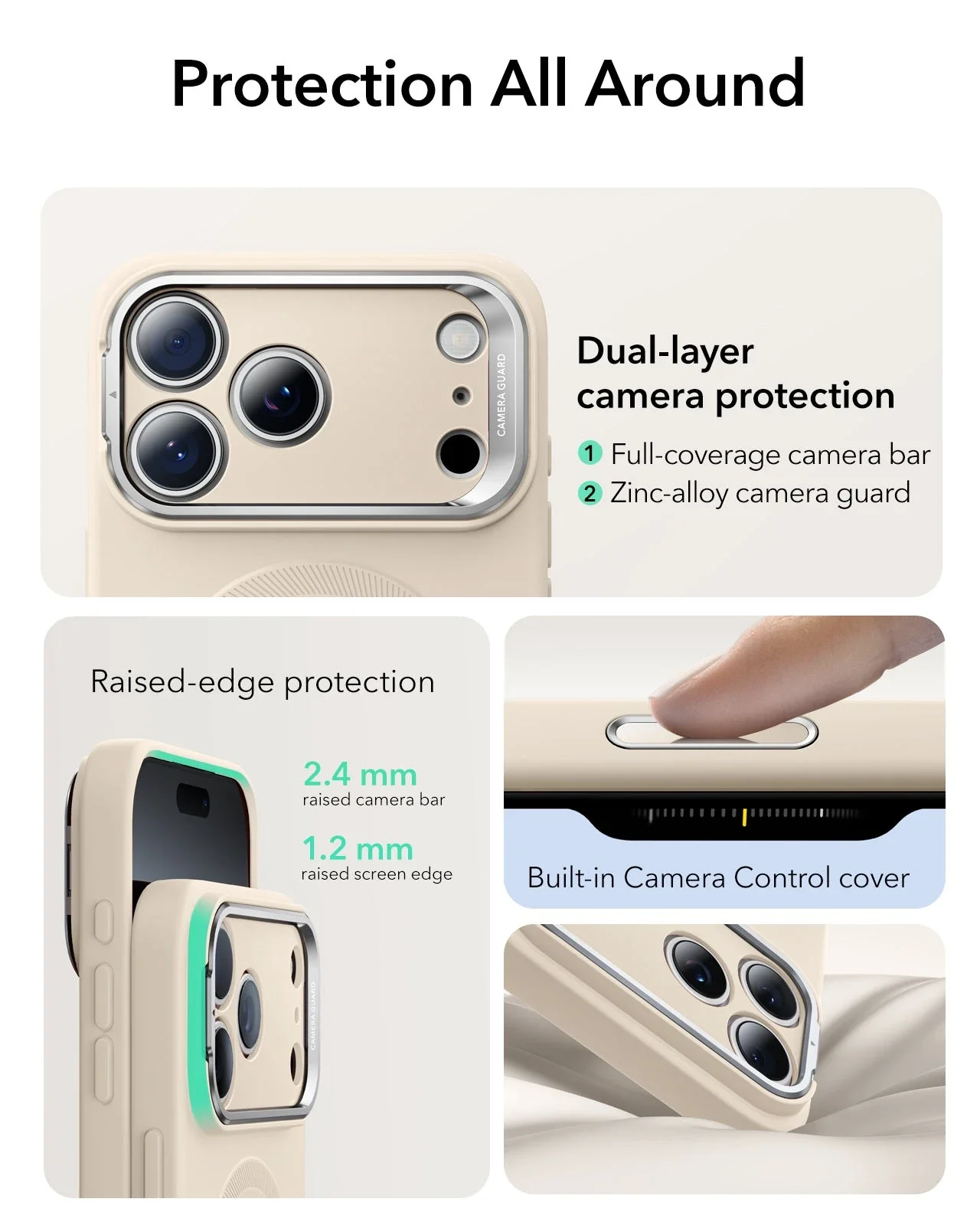 iPhone 17 Pro Bundle Cloud Soft Magnetic Case (Stash Stand) and Armorite Pro Privacy Screen Protector - Light Tan - Image 3