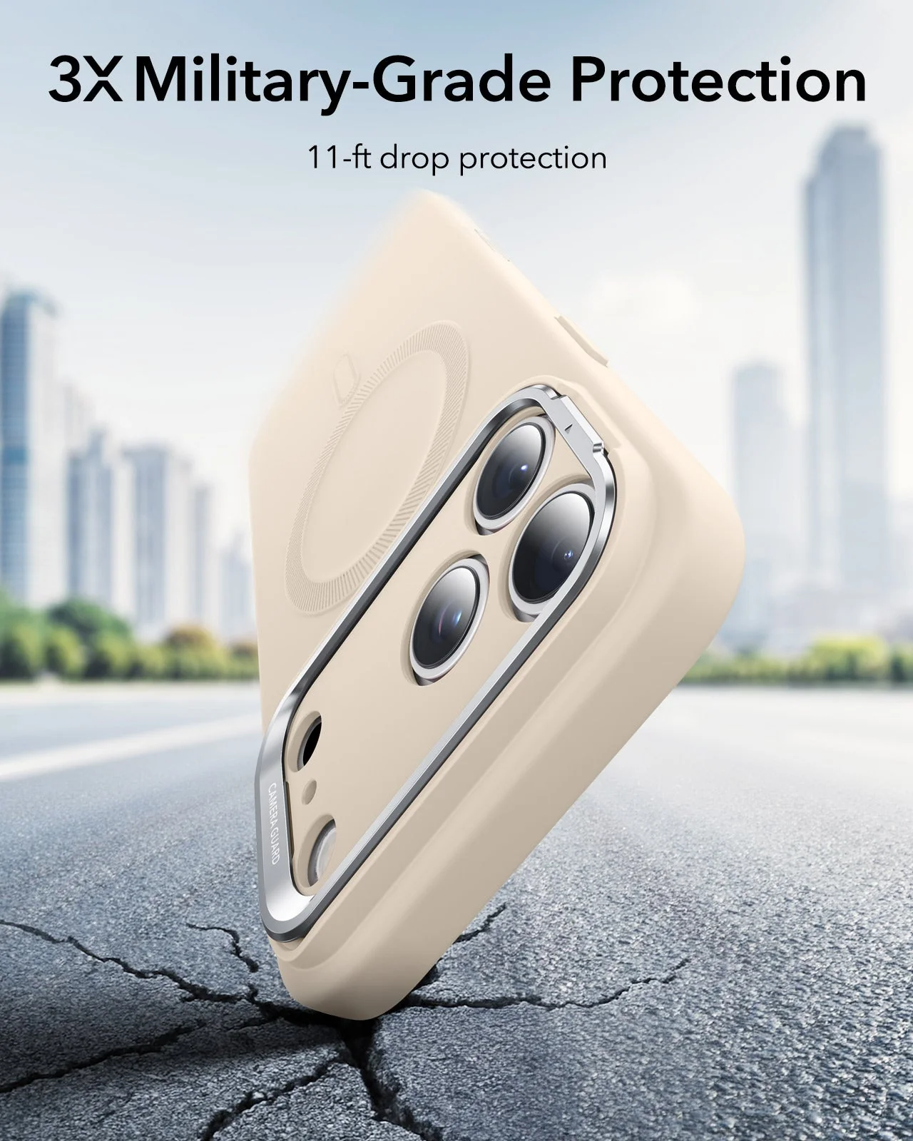 iPhone 17 Pro Bundle Cloud Soft Magnetic Case (Stash Stand) and Armorite Pro Privacy Screen Protector - Light Tan - Image 4