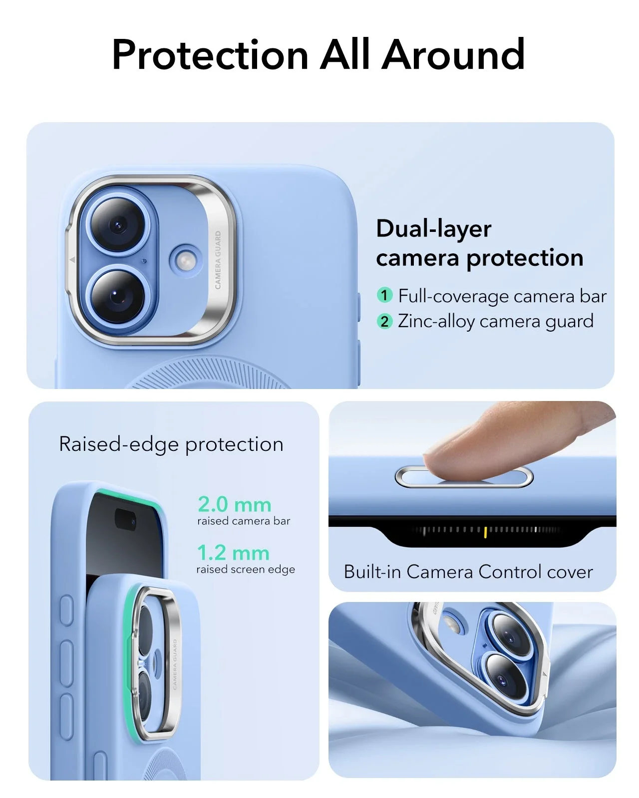iPhone 17 Cloud Soft Magnetic Case (Camera Control, Stash Stand) Armorite Protection Bundle - Mist Blue - Image 3