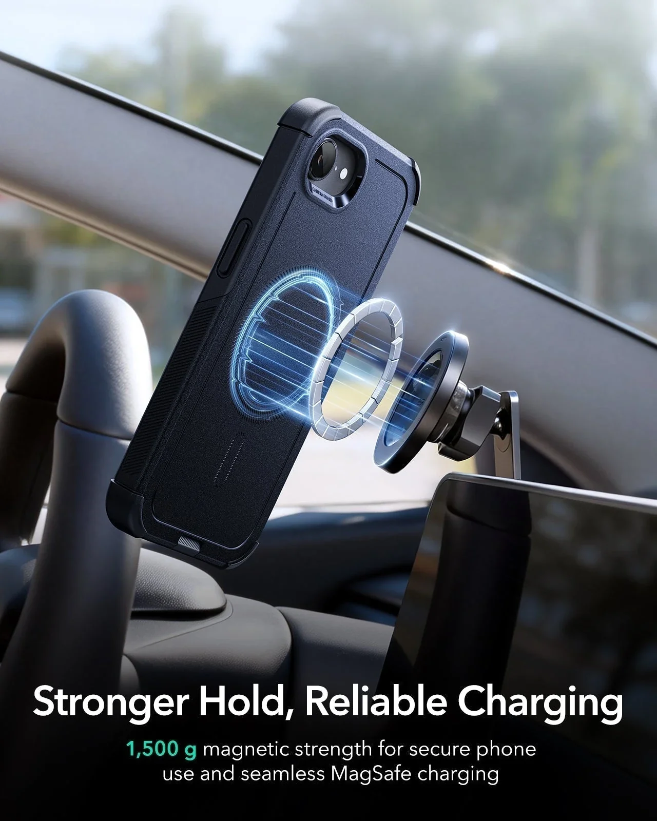 iPhone 17e Bundle Cyber Tough Magnetic Case & Armorite® Privacy Screen Protector - Navy Blue - Image 7