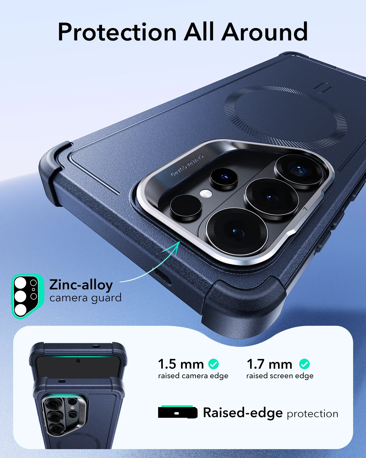 Galaxy S26 Ultra Cyber Tough Magnetic Case (Stash Stand) - Navy Blue - Image 4