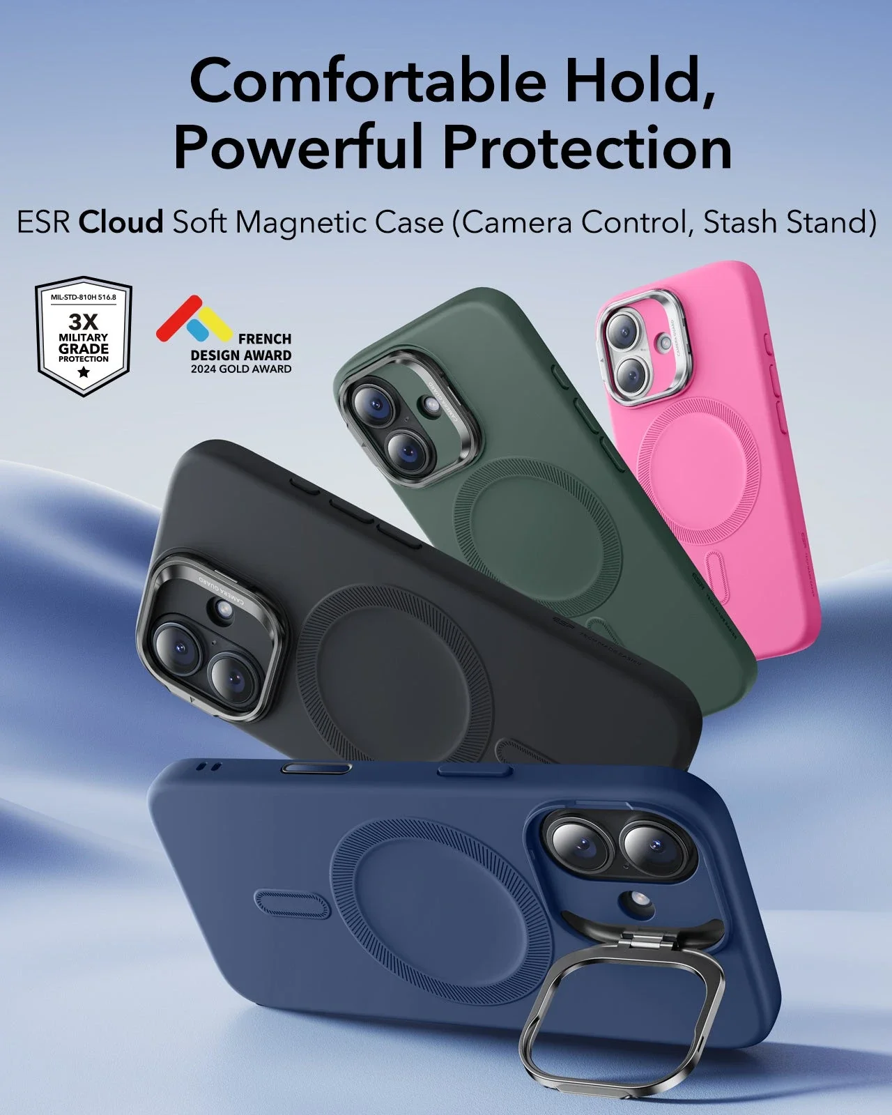 iPhone 17 Cloud Soft Magnetic Case (Camera Control, Stash Stand) - Navy Blue - Image 2