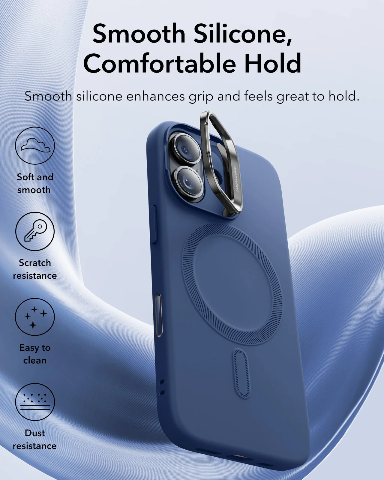 iPhone 17 Cloud Soft Magnetic Case (Camera Control, Stash Stand) - Navy Blue - Image 3